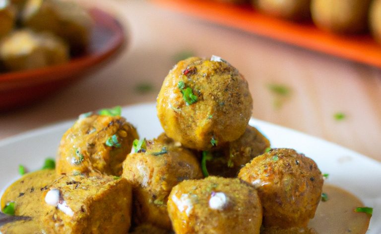 Boulettes de tofu aux épices marocaines et à la sauce au tahini - Recette saine à indice glycémique bas.