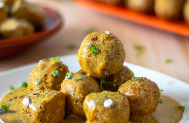 Boulettes de tofu aux épices marocaines et à la sauce au tahini - Recette saine à indice glycémique bas.