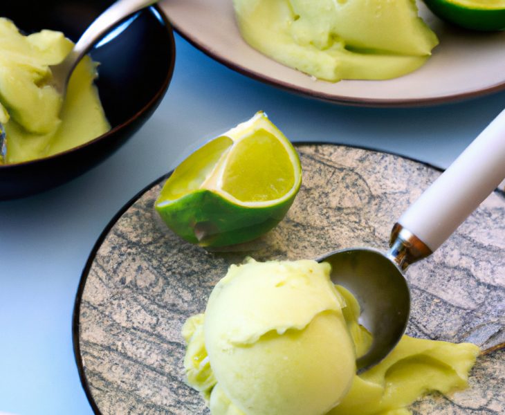 Crème glacée à l'avocat et au citron vert : une délicieuse création glacée.