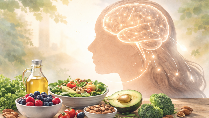 Illustration du lien entre alimentation riche en antioxydants, glycémie stable et fonctions mentales