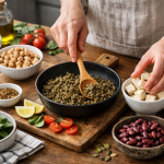 Préparation d’un repas sain à base de protéines végétales pour éviter les fringales