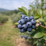 Myrtilles mûres sur branche dans un champ, riches en antioxydants naturels